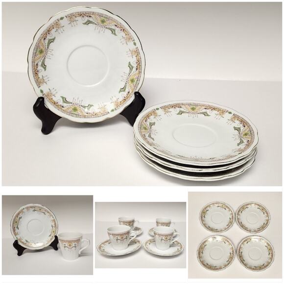 Vintage 1950s China Teacup/Saucers & Creamer Set - Picture 4 of 12